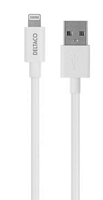 Deltaco lataus- & tiedonsiirto kaapeli USB-A <-> Lightning, valkoinen, IPLH-401