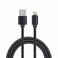 Mobia punottu lataus- & tiedonsiirto kaapeli USB-A -> Lightning, MFI, 2m, musta