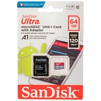 SanDisk Ultra 64 Gt microSDXC Class 10 UHS-I + SD Adapteri