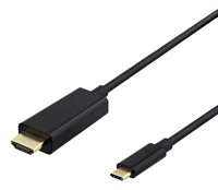 Deltaco USB-C (uros) -> HDMI (uros) kaapeli, 4K, 2 m, USBC-HDMI-1020