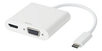 USB-C 3.1 Gen 1 -> HDMI/VGA/audio adapteri, 4K, 100W, valkoinen