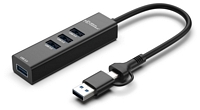 MicroConnect 4-porttinen USB-C/USB-A 3.0 hub, musta, USBHUB4-2IN1