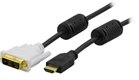 Deltaco HDMI (uros) <-> DVI-D Single Link (uros) kaapeli, FHD, 2 m, HDMI-112