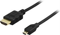 Deltaco HDMI (uros) <-> micro HDMI (uros) kaapeli, UHD, 2 m, HDMI-1023